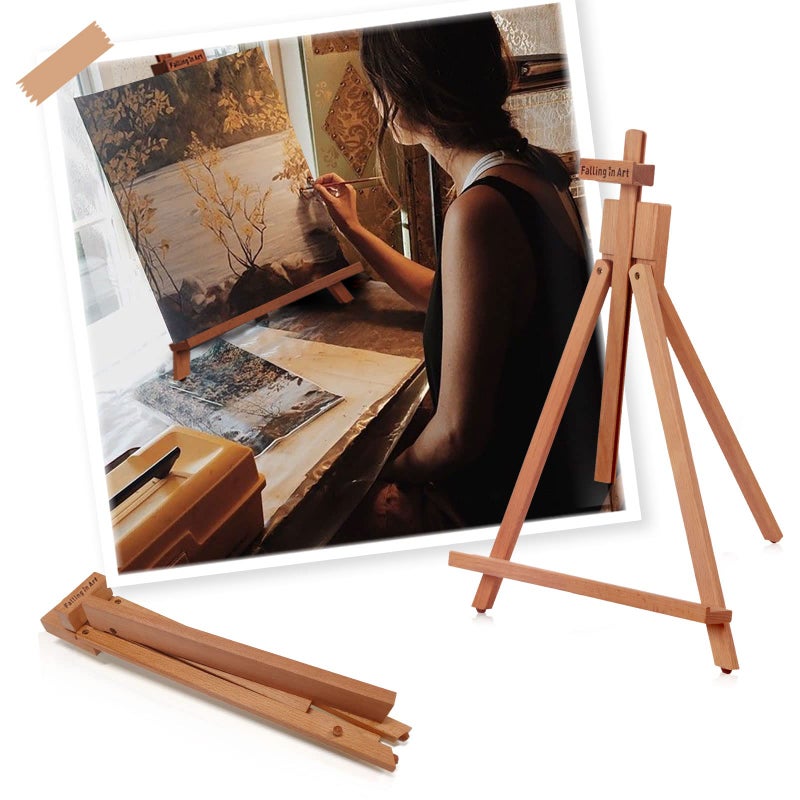 Falling in Art Beechwood 25â€™â€™ Tabletop Easel Display Stand Set for Painting- Holding Canvas Up to 22 1/2 Inches High, 2 Pack Artist A-Frame Tripod with Rubber Feet, Portable Photo and Sign Holder - Image 4